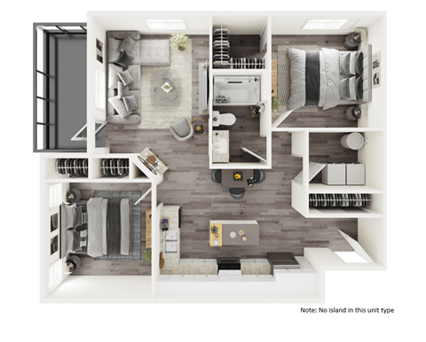 Floor plan for 2 beds, 1 bath, 1100 sqft